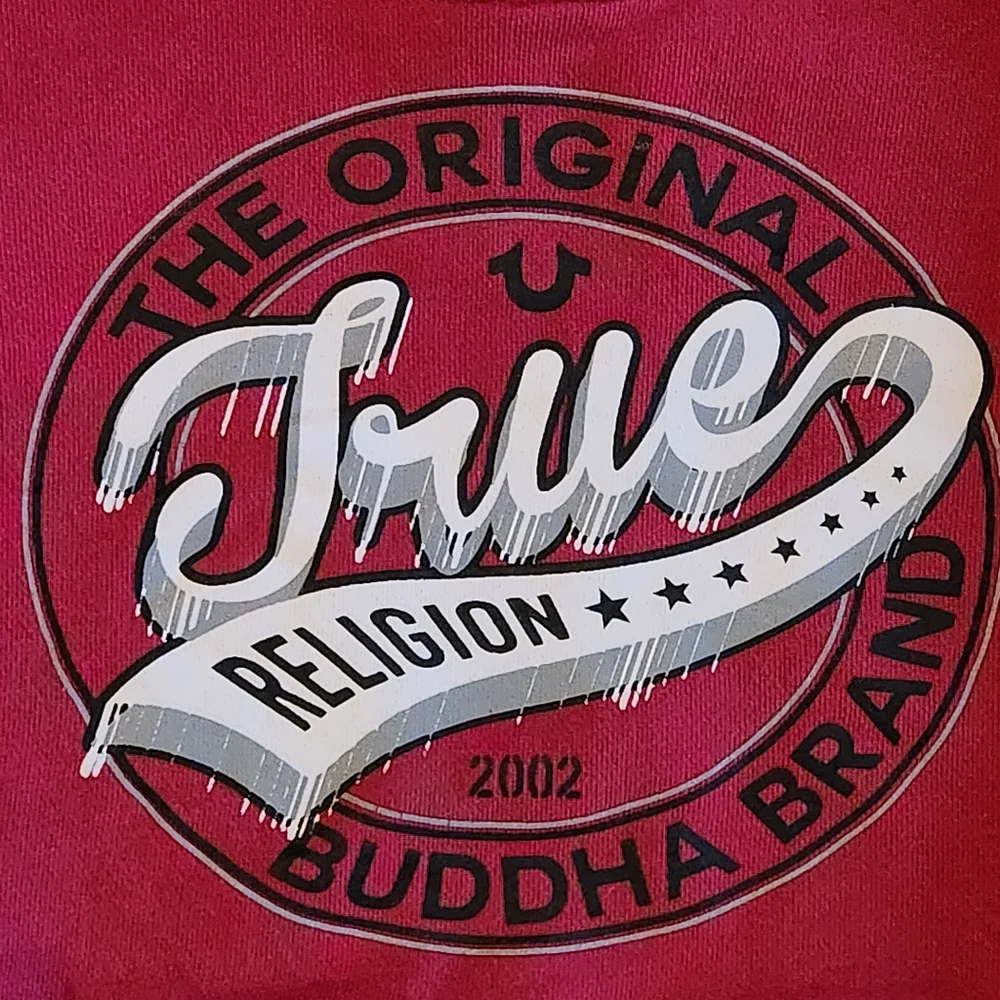 True Religion Heavyweight Sweatshirt Size 18 Month Colors Maroon Black White - Picture 3 of 10